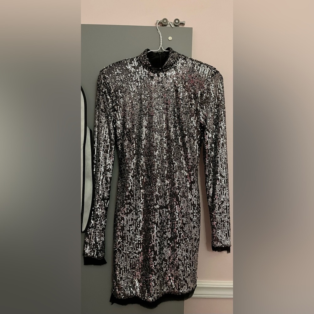 NBD Demelza Mini Dress in Silver (worn once)